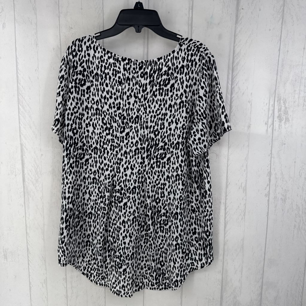 L animal print s/s top