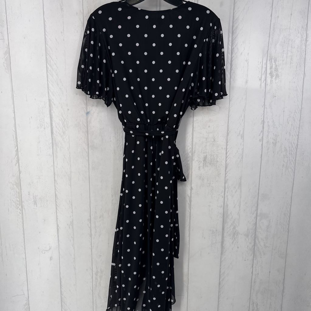 L polka dor crossover belted s/s dress