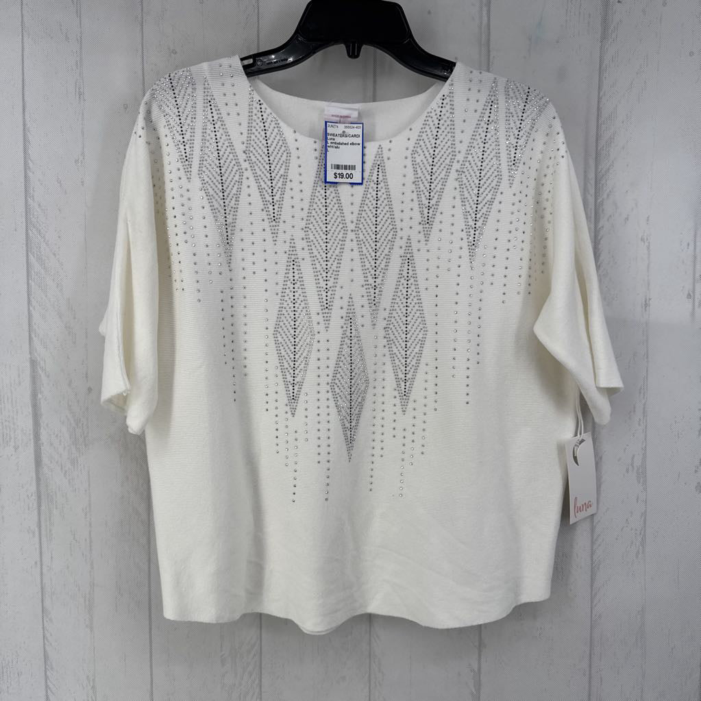 L embelished elbow slv sweater