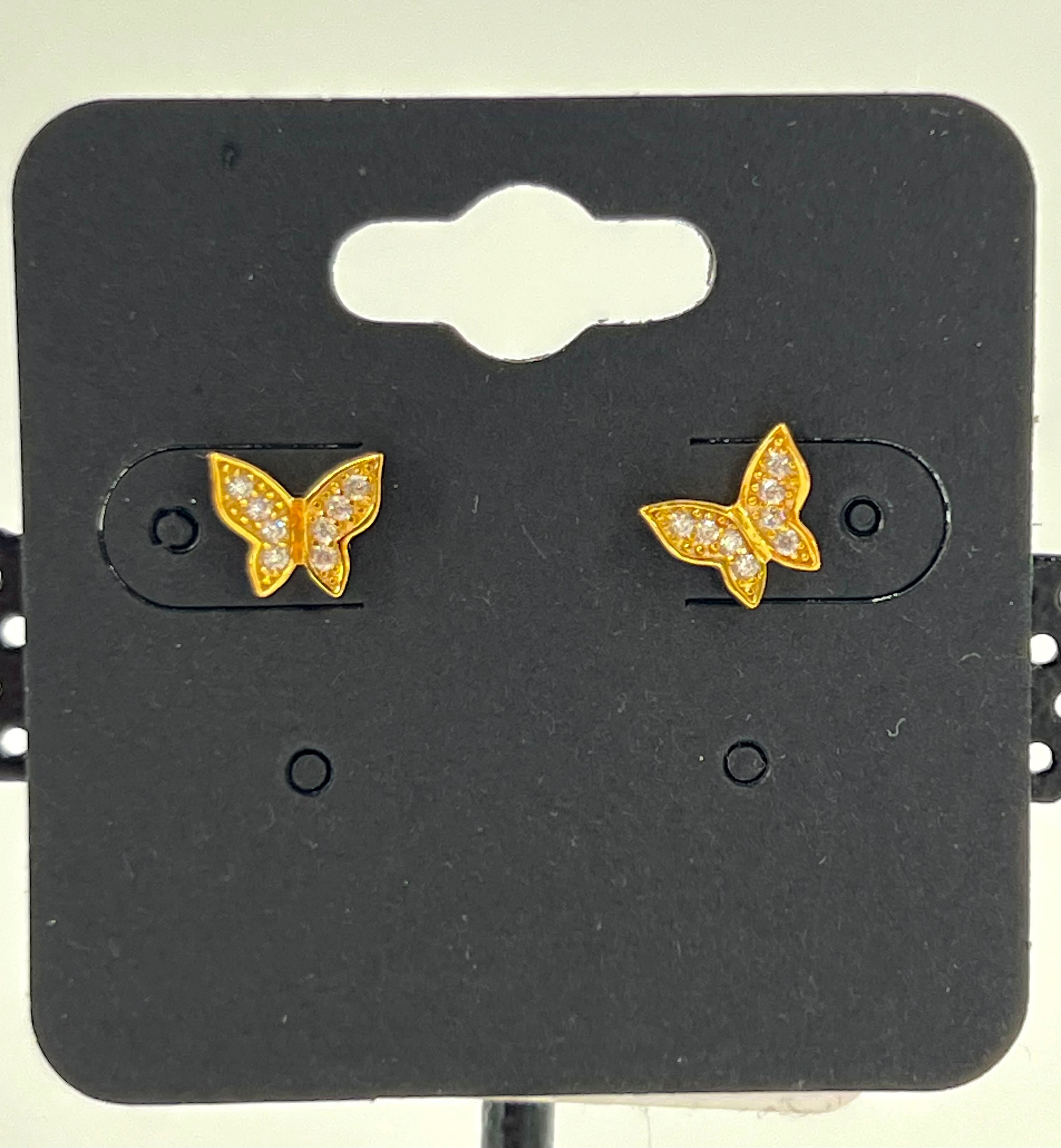 gold tone butterfly post earrings