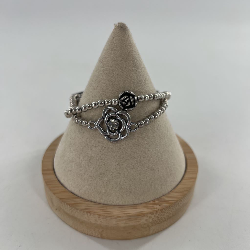 silver flower stretch bracelets