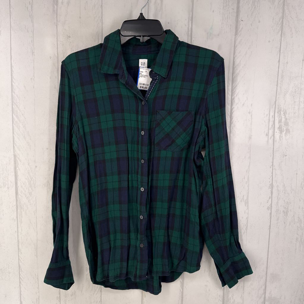 M plaid button down l/s top