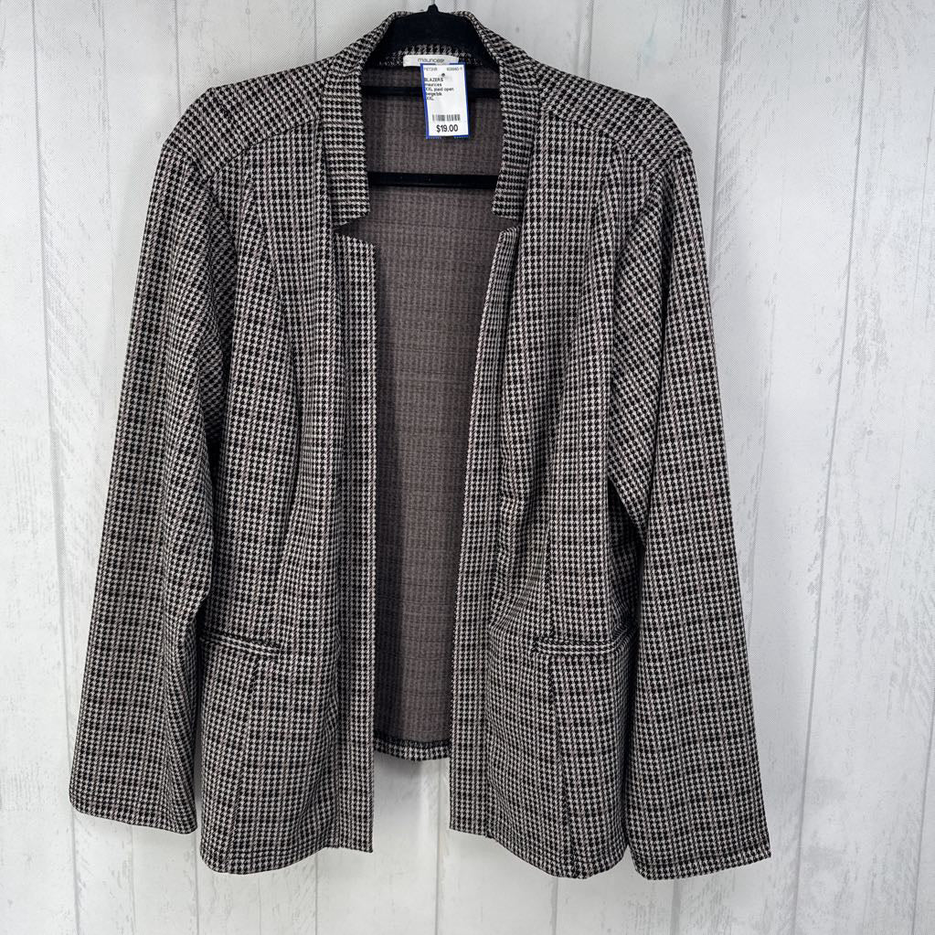 XXL plaid open front blazer