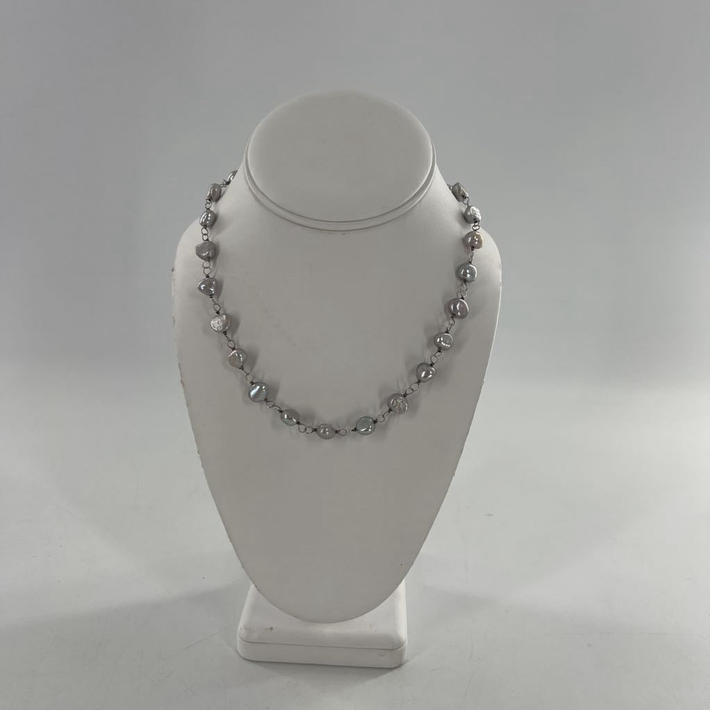9" 925 grey pearl necklace