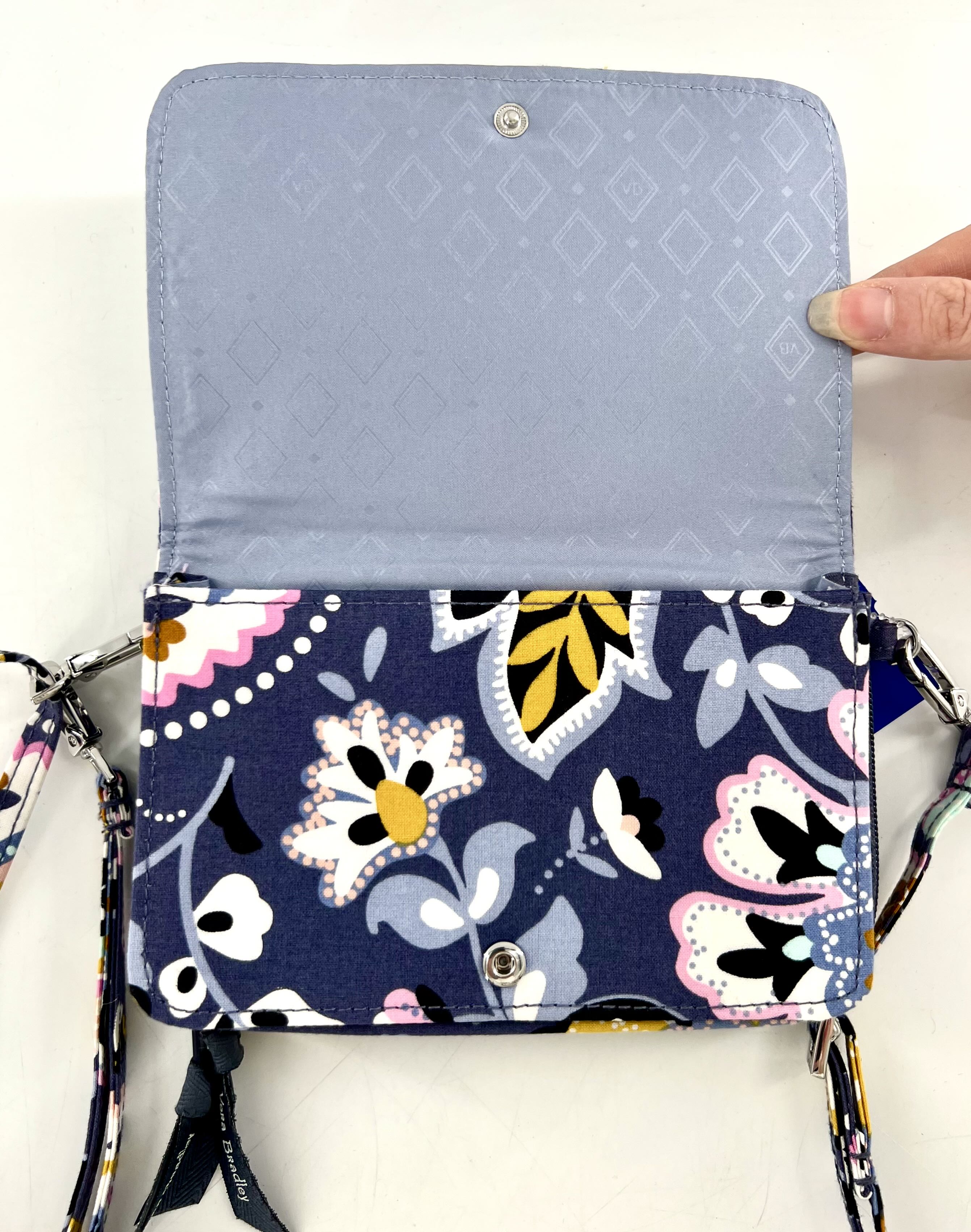 quilted floral slim crossbody