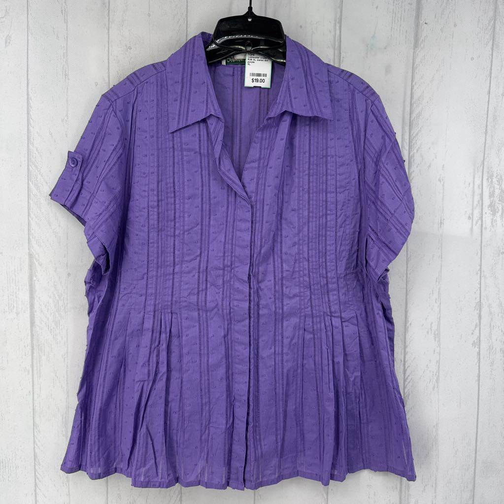 R39 XL swiss dot detail s/s button shirt