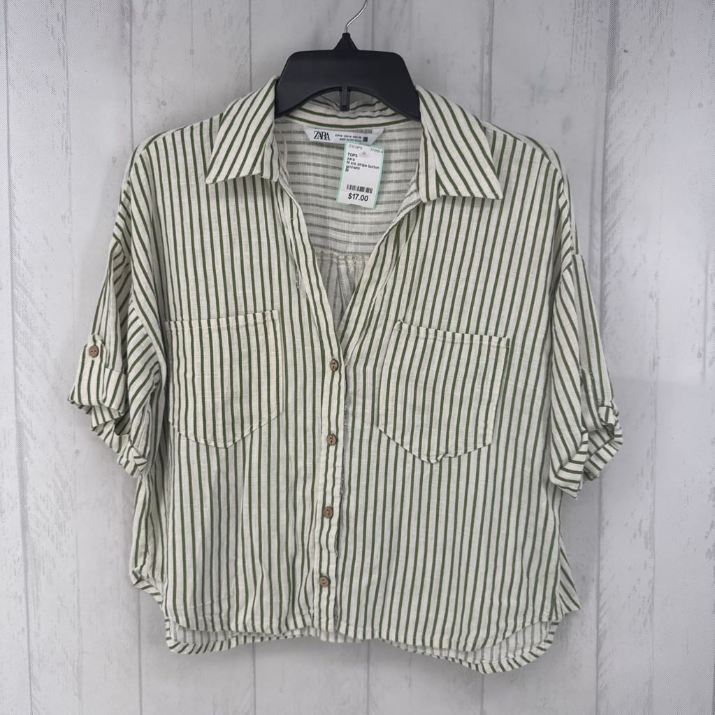 M s/s stripe button shirt