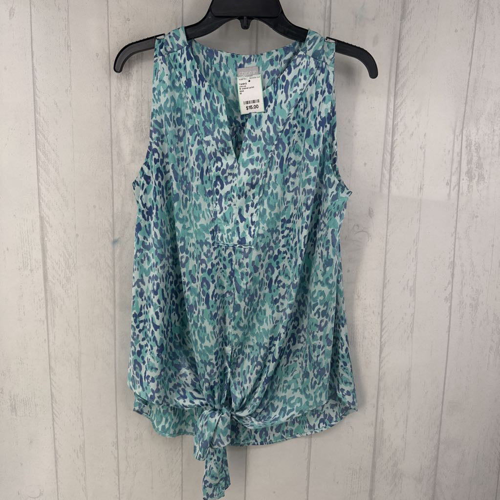 M animal print knotted tank