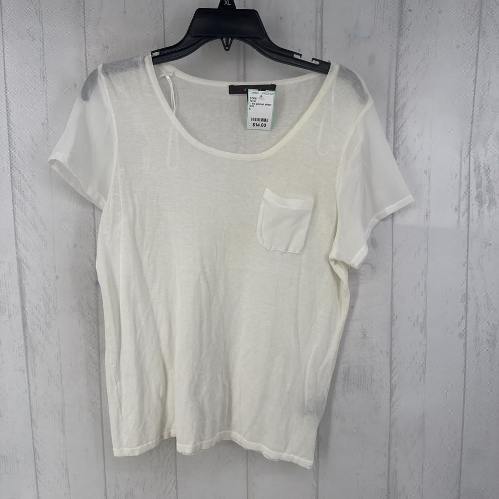 L s/s pocket sheer top