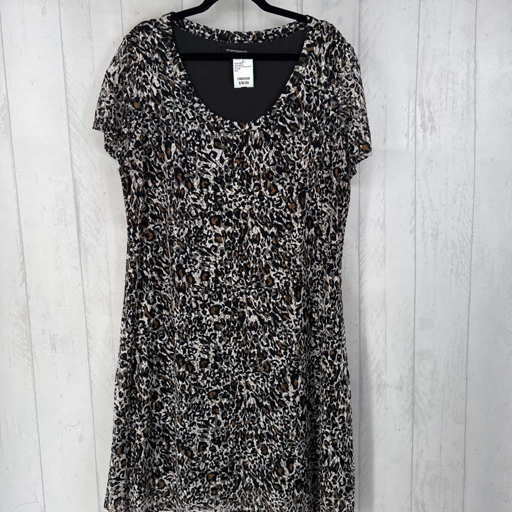 18w s/s animal print midi dress