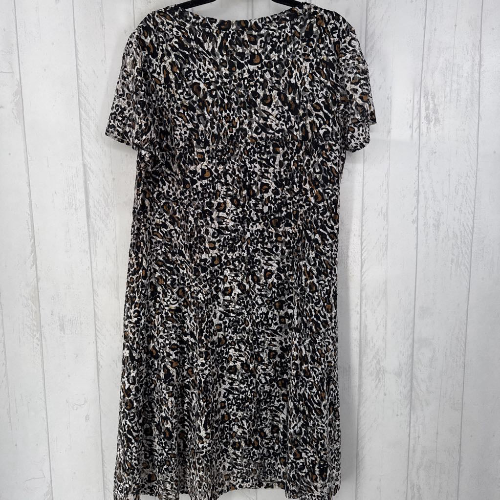 18w s/s animal print midi dress