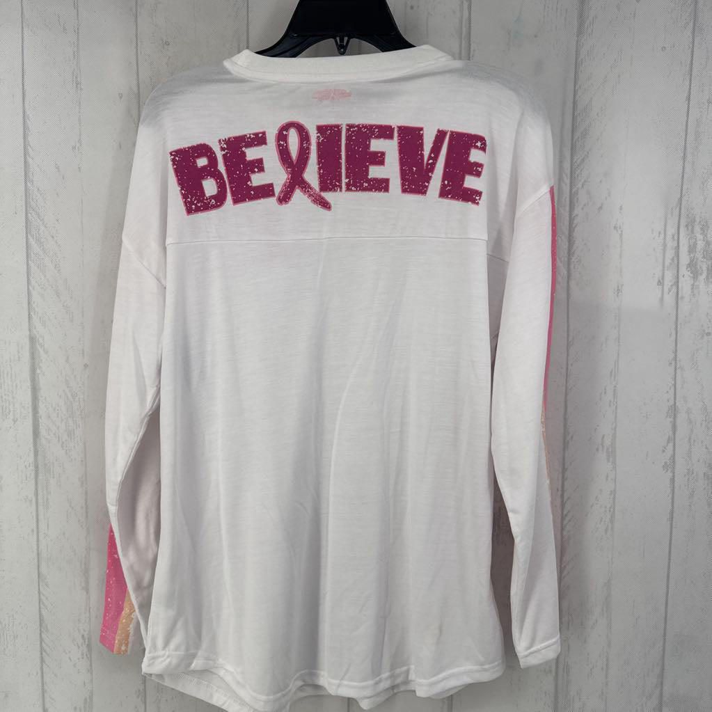 L pink ribbon l/s tee