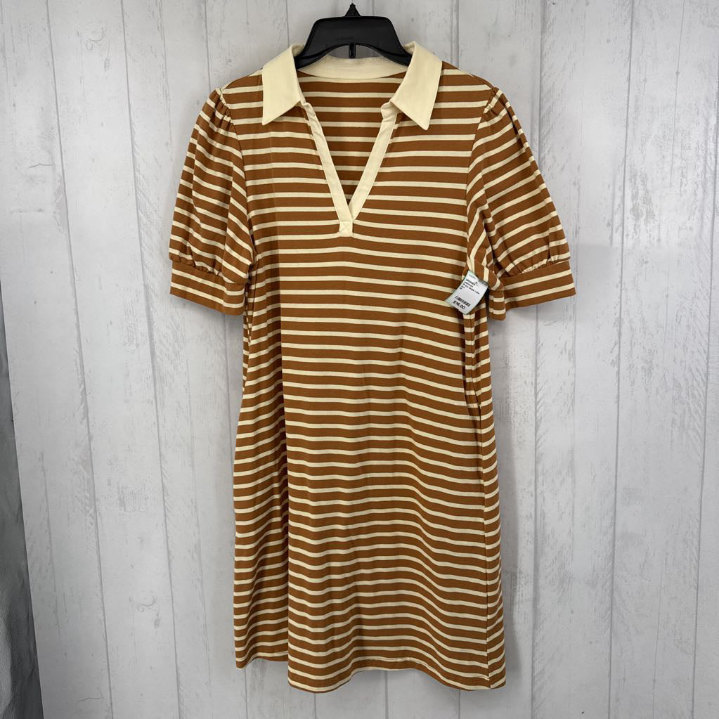 M s/s stripe color midi dress