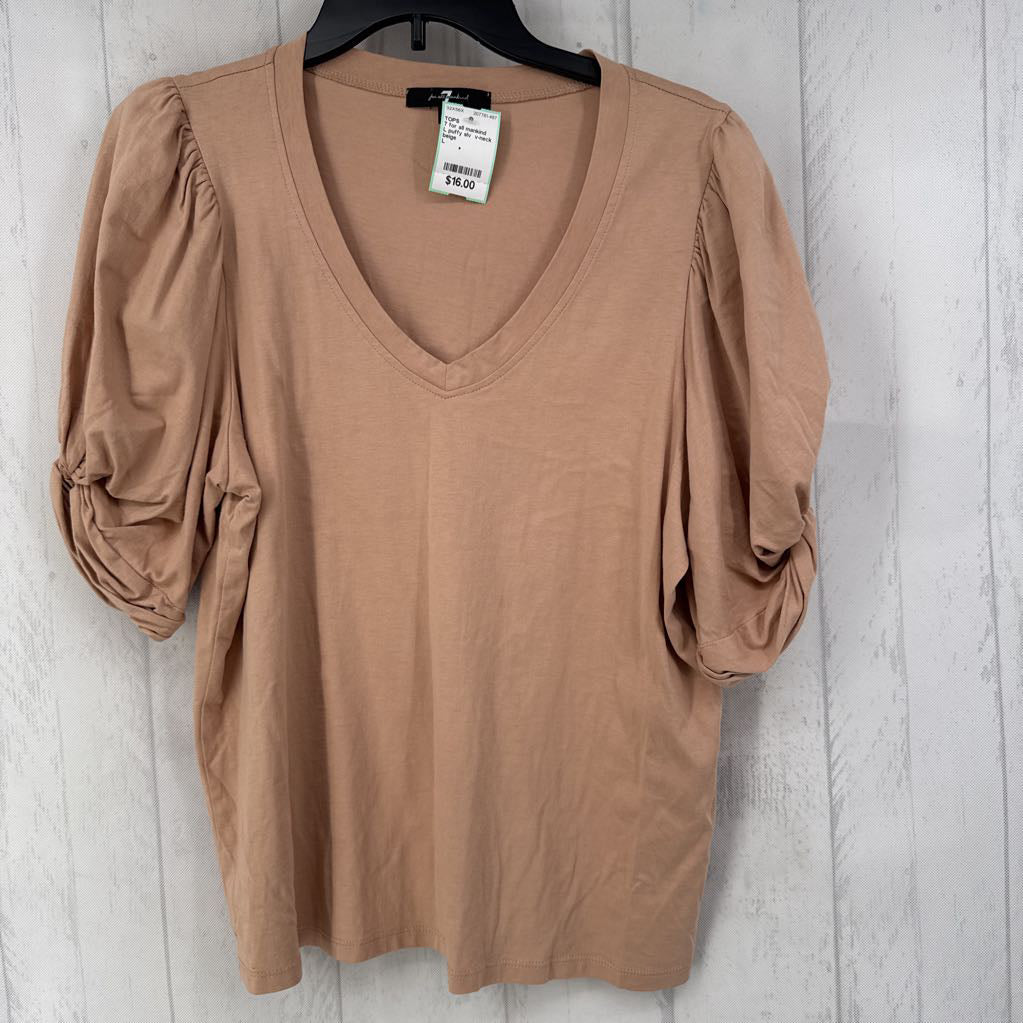 L puffy slv v-neck top