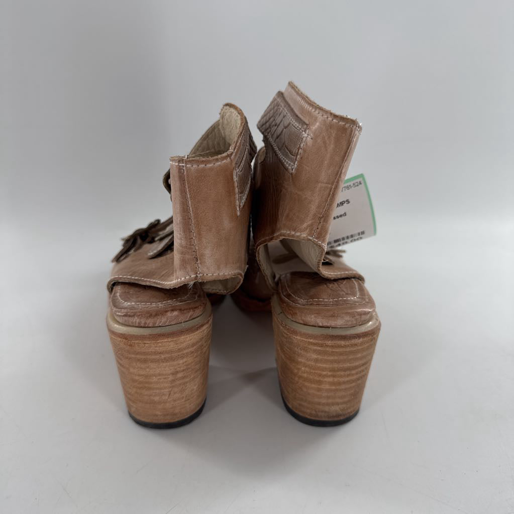 7 distressed leather snakeskin embossed buckle heel sandals