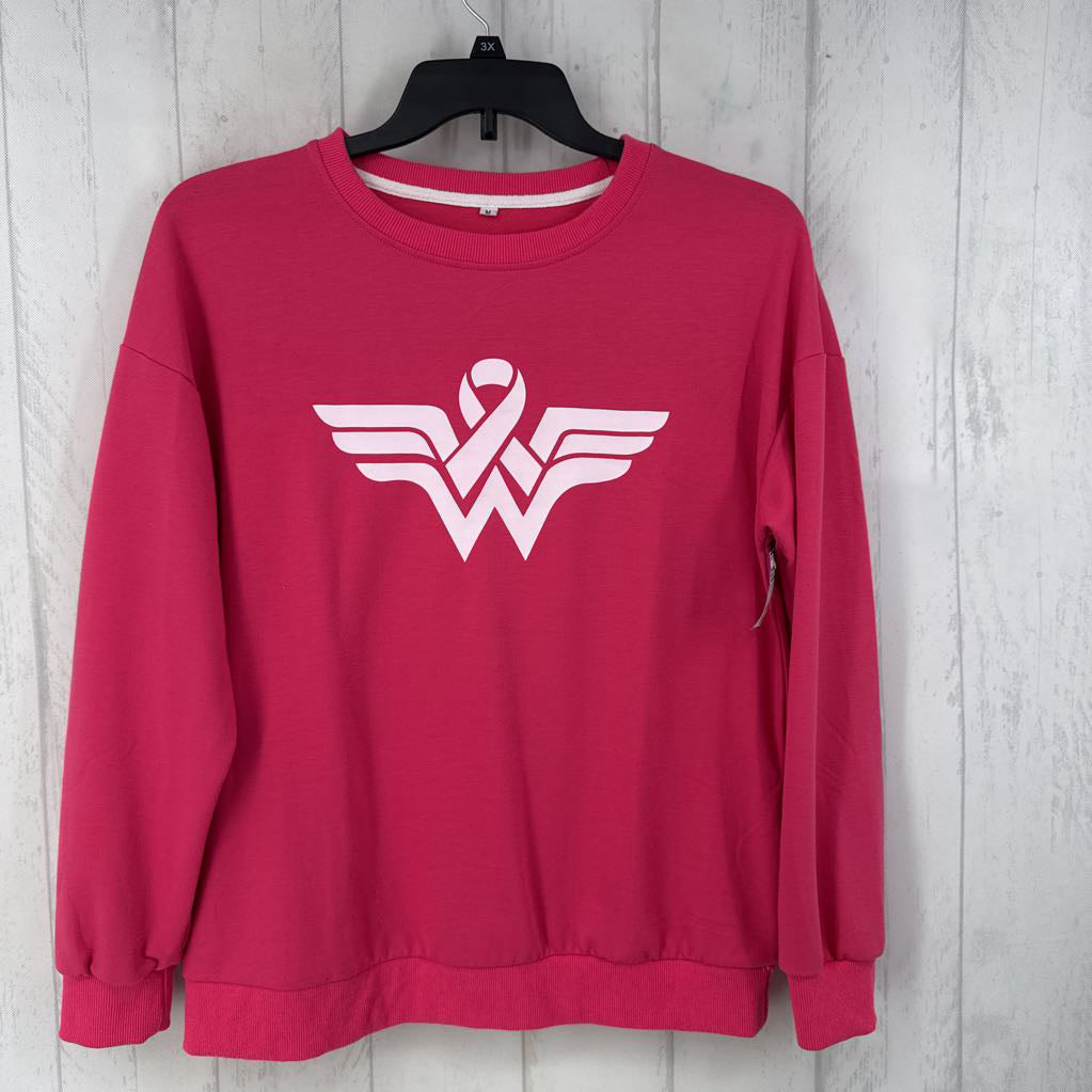 M wonder woman pink ribbon sweatshirt