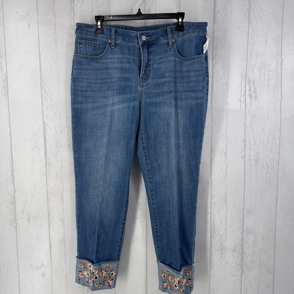 12 slim leg embroidered jean
