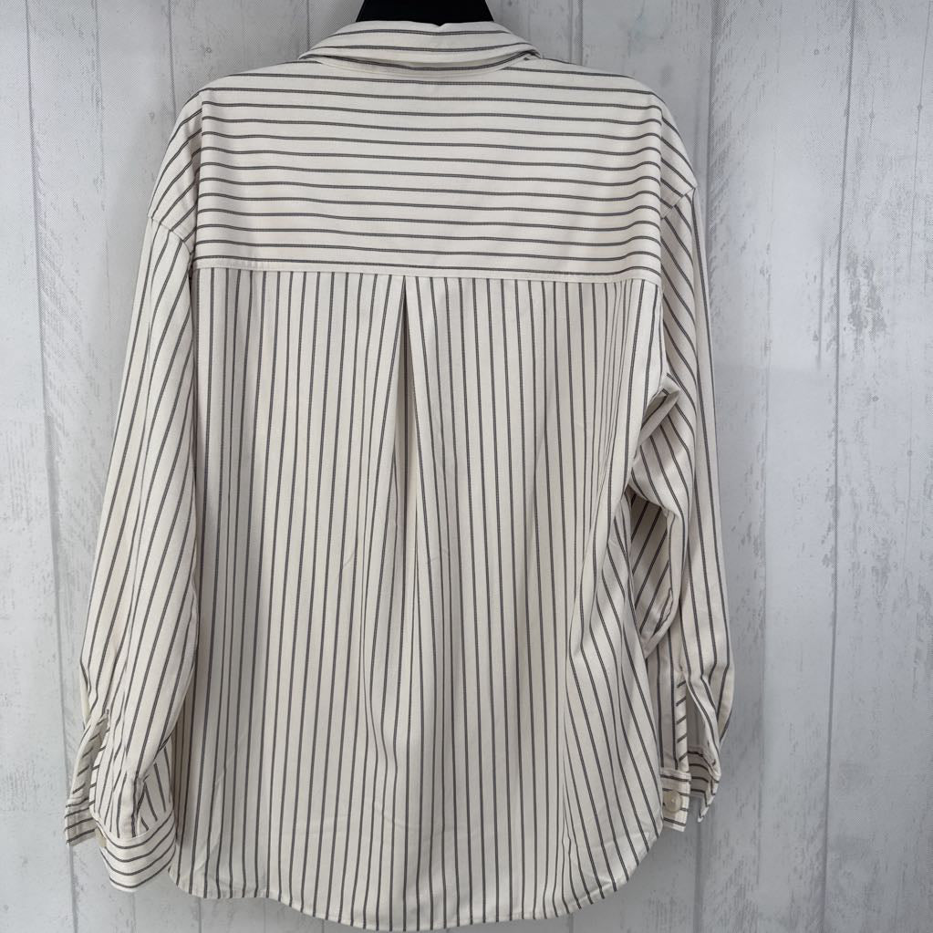 L striped velour button down l/s top