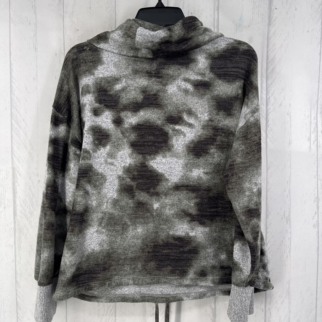 L tie-dye cowl neck l/s pullover