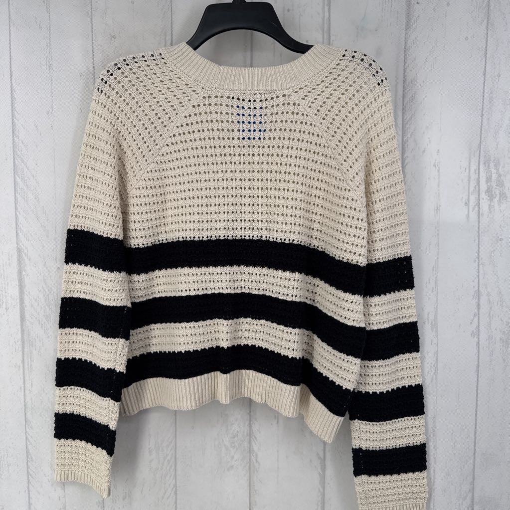 L striped crochet sweater