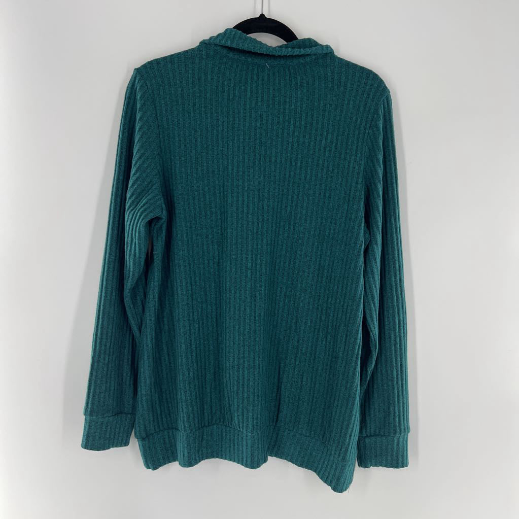 1X ribbed 1/2 zip l/s top