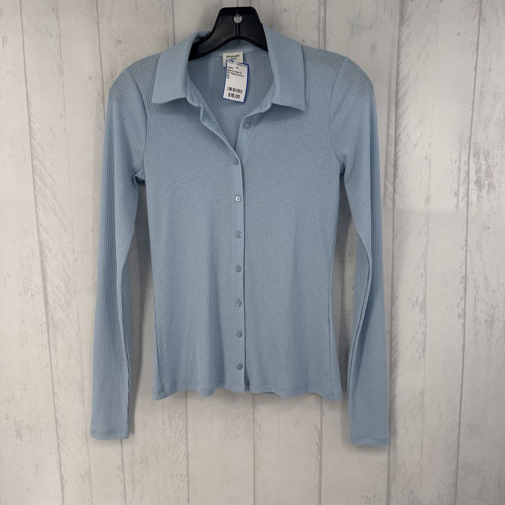 XS ribbed button down l/s top