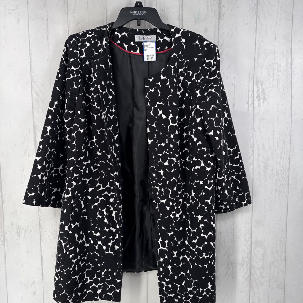 18w printed open front blazer