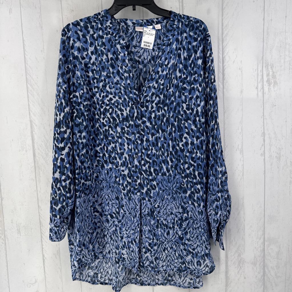 XL printed button down l/s tunic
