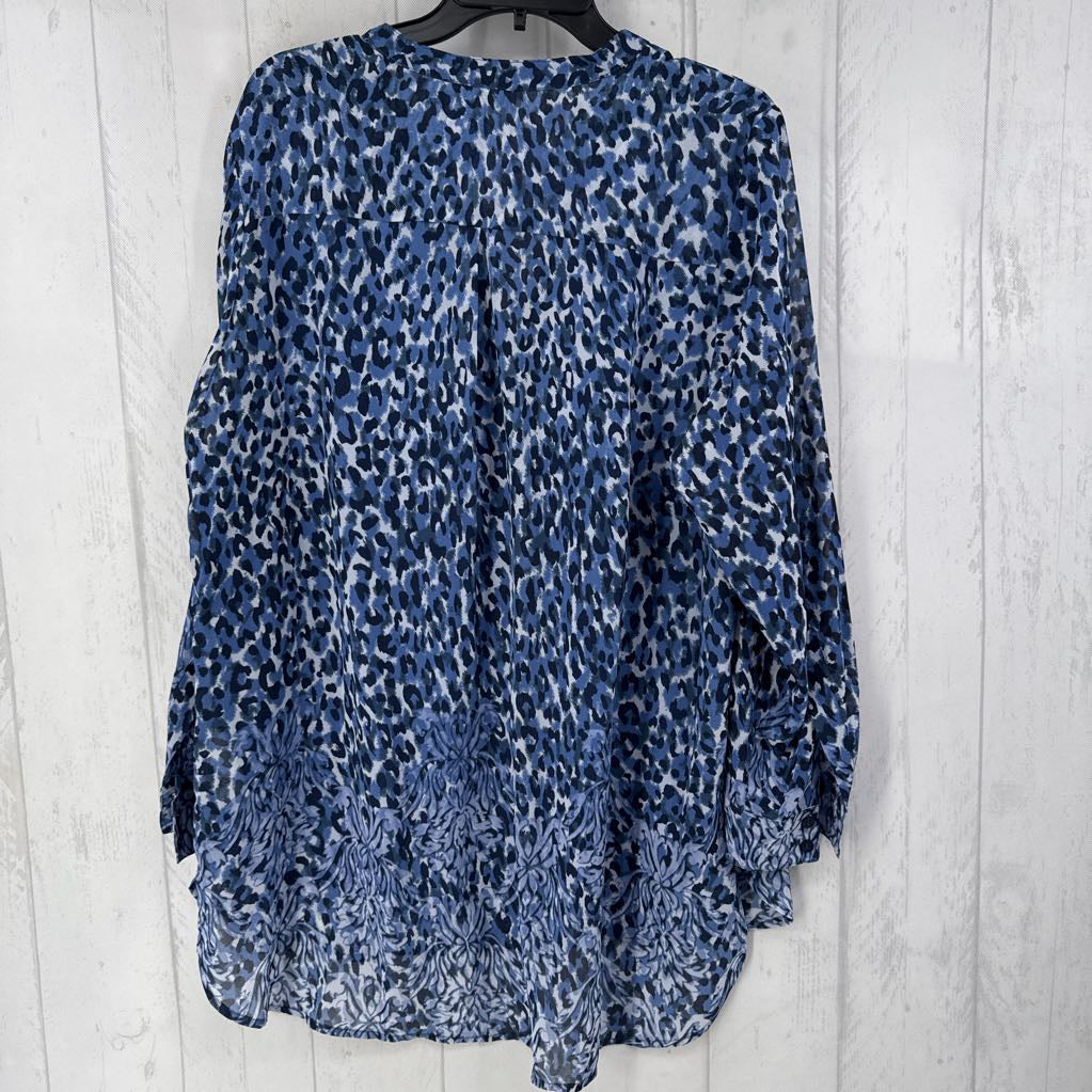 XL printed button down l/s tunic