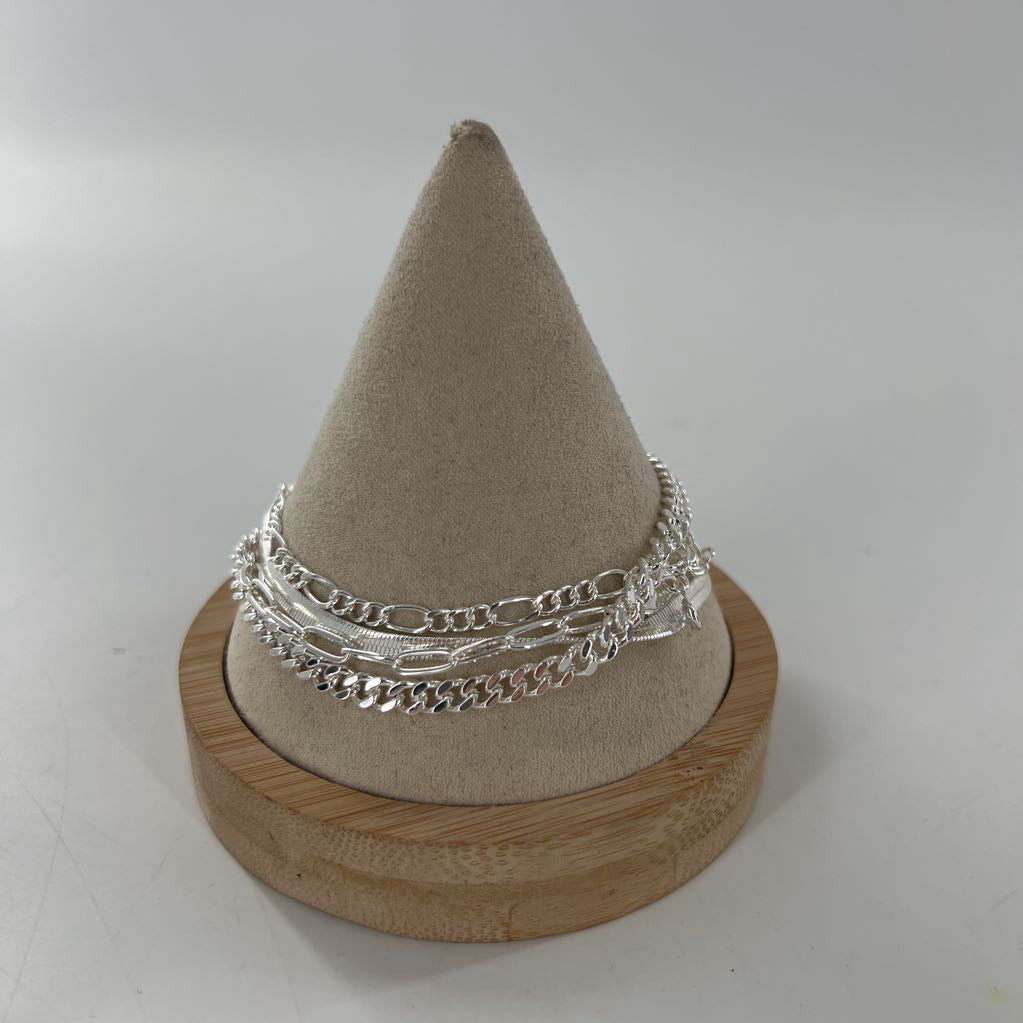 silver tone bracelet stack