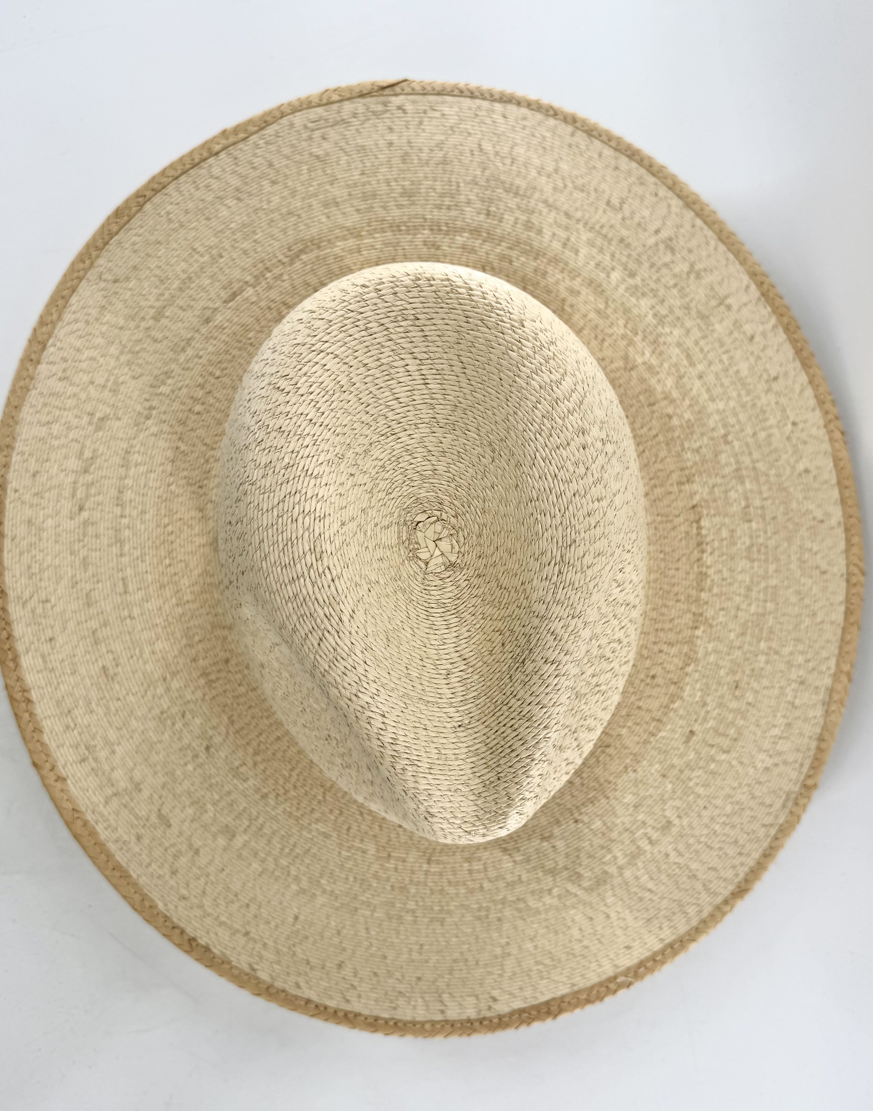 55/XS wide brim palm straw fedora hat