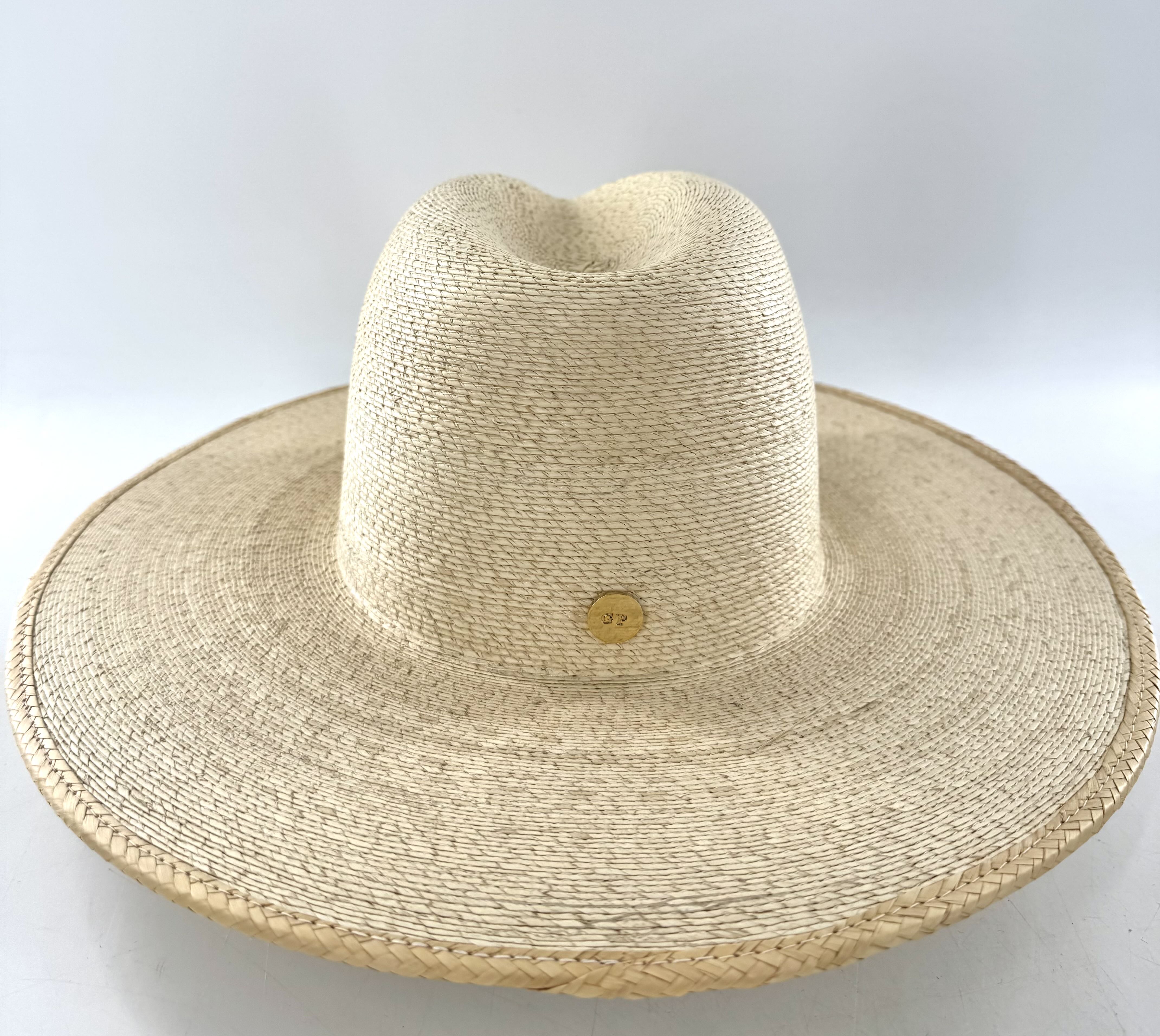 55/XS wide brim palm straw fedora hat