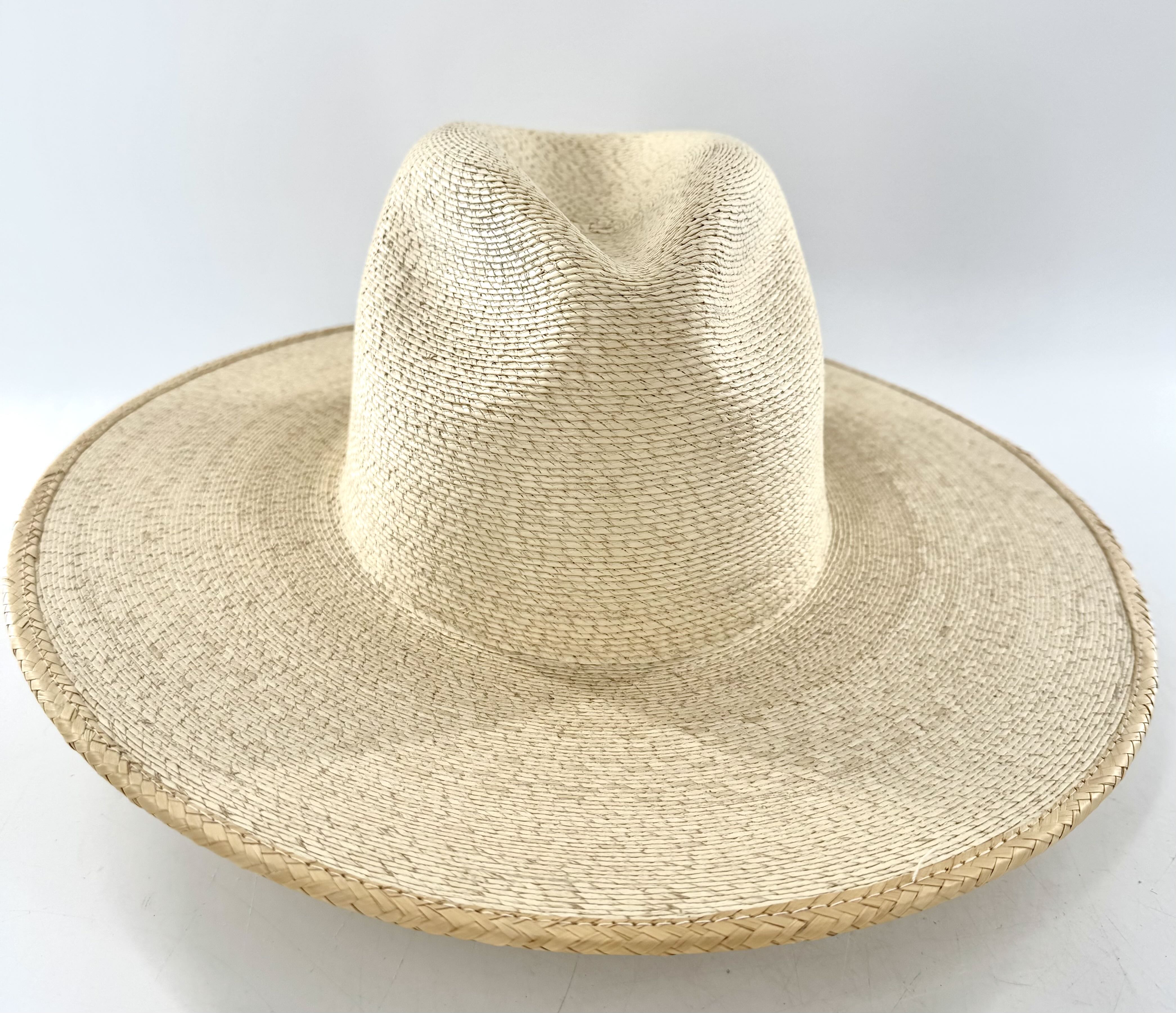 55/XS wide brim palm straw fedora hat