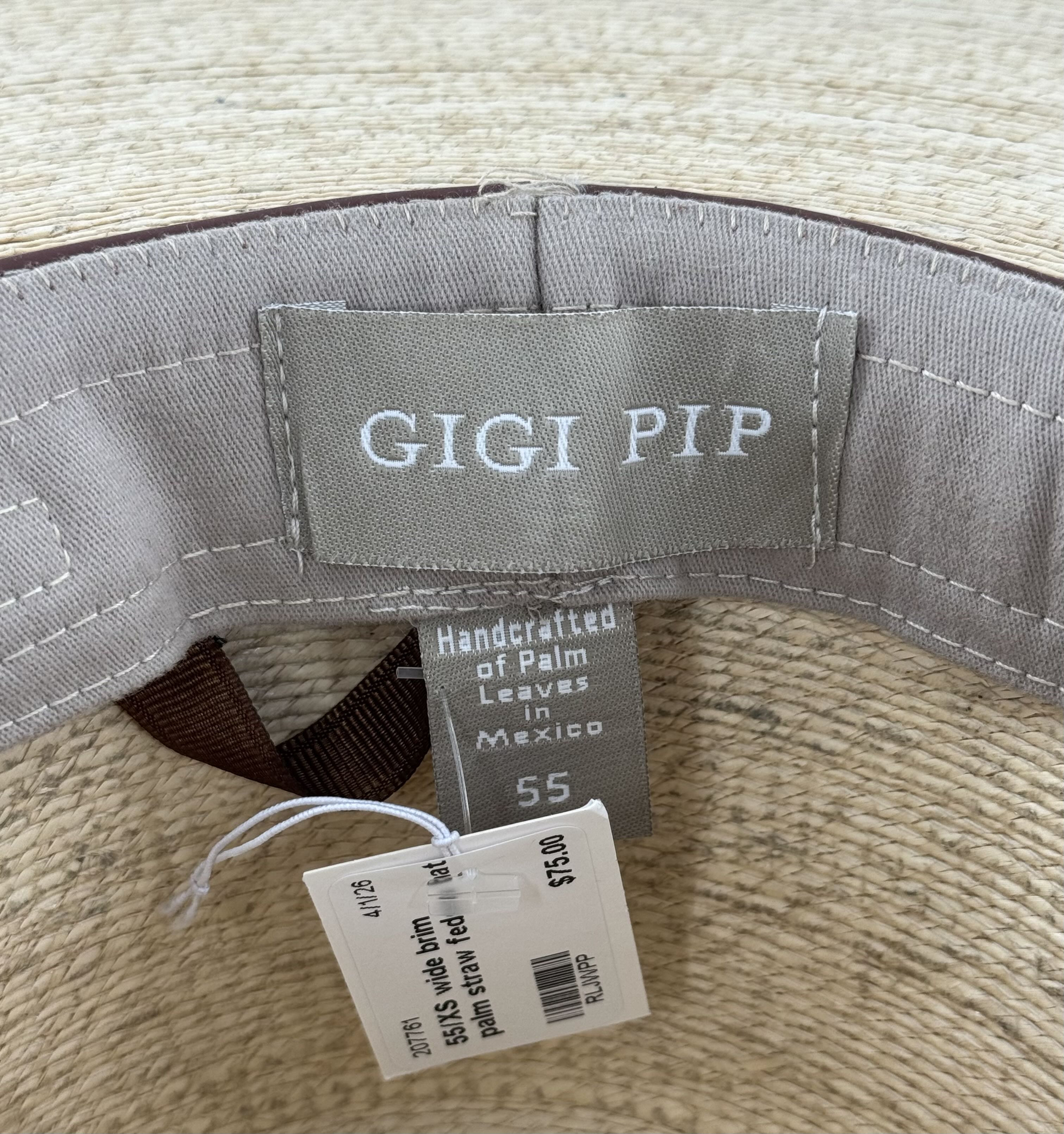 55/XS wide brim palm straw fedora hat