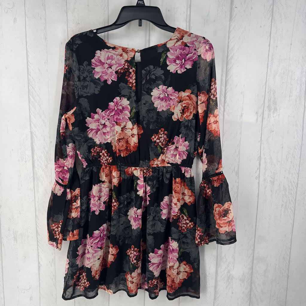 L flo print l/s dress