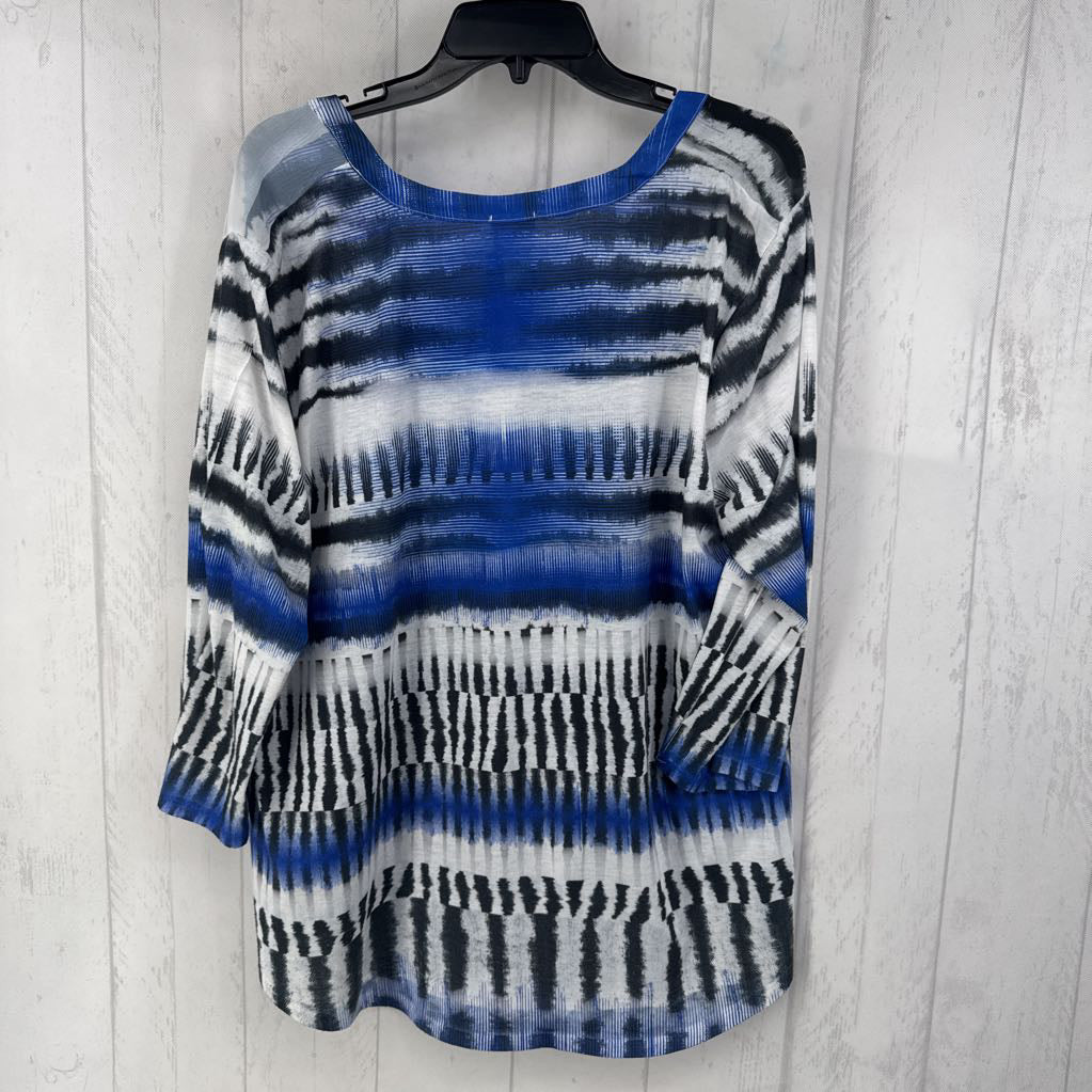 XL printed notch neck 3/4 slv top