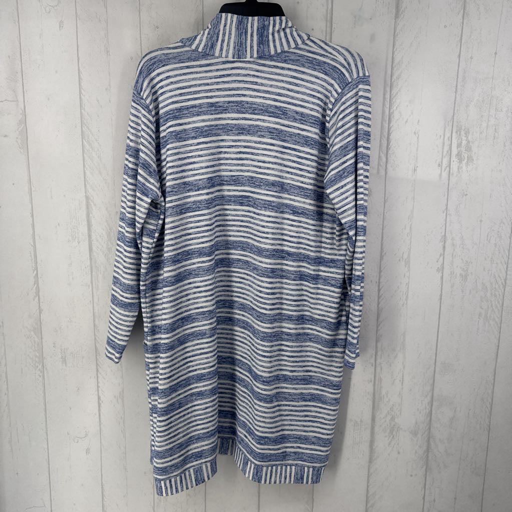 L striped open front cardi