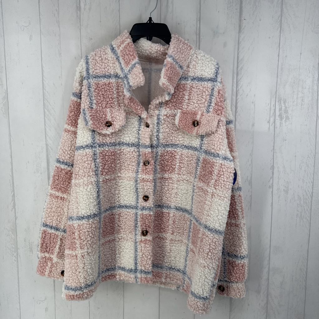 XL sherpa plaid shacket