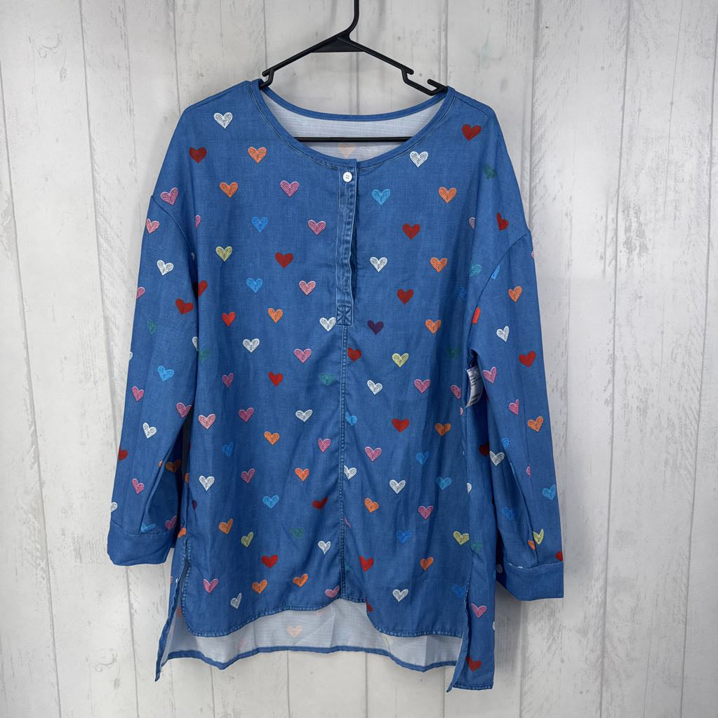 L heart print 3/4 slv tunic