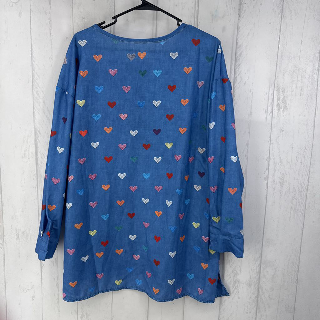 L heart print 3/4 slv tunic