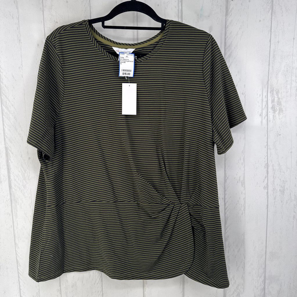 1X striped gathered s/s tee