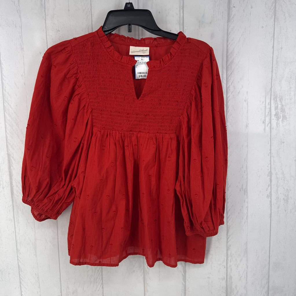 M smocked 3/4 slv top