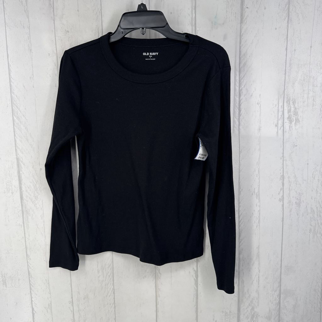 L ribbed scoop neck l/s top