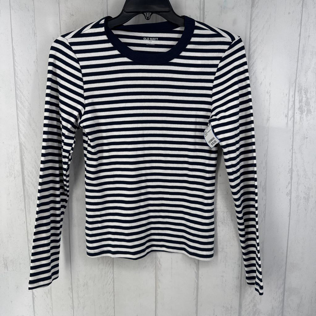 L ribbed striped l/s top
