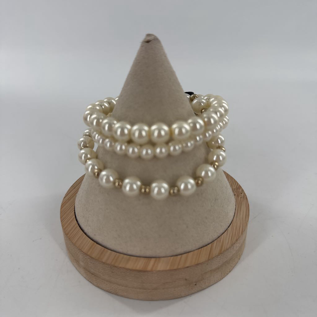 faux pearl bracelet stack