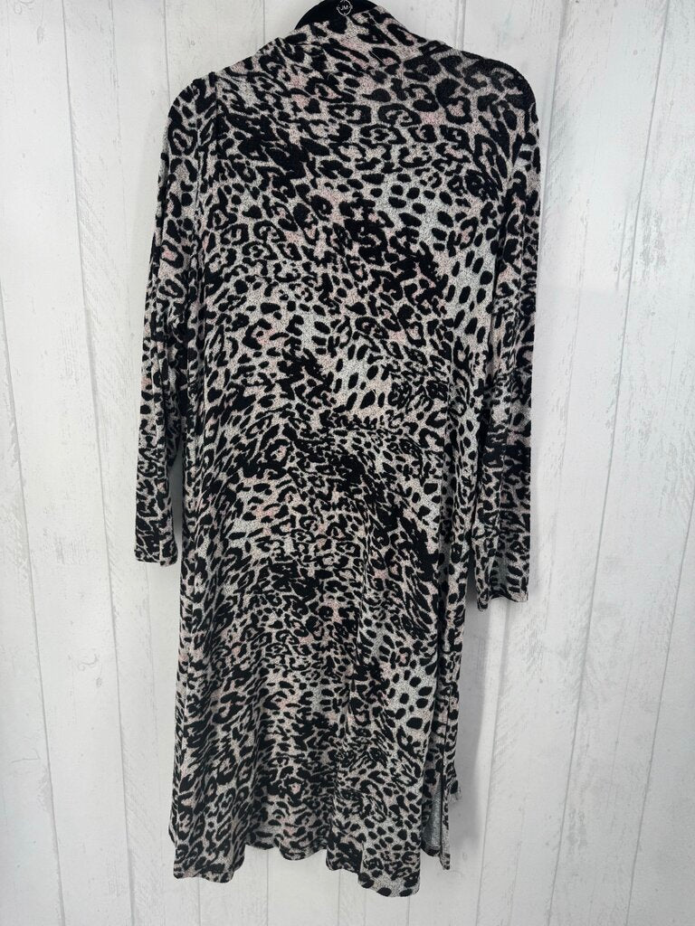 S animal print long cardi