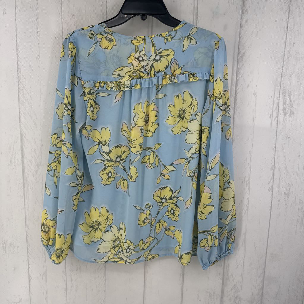 S flo print v-neck l/s top