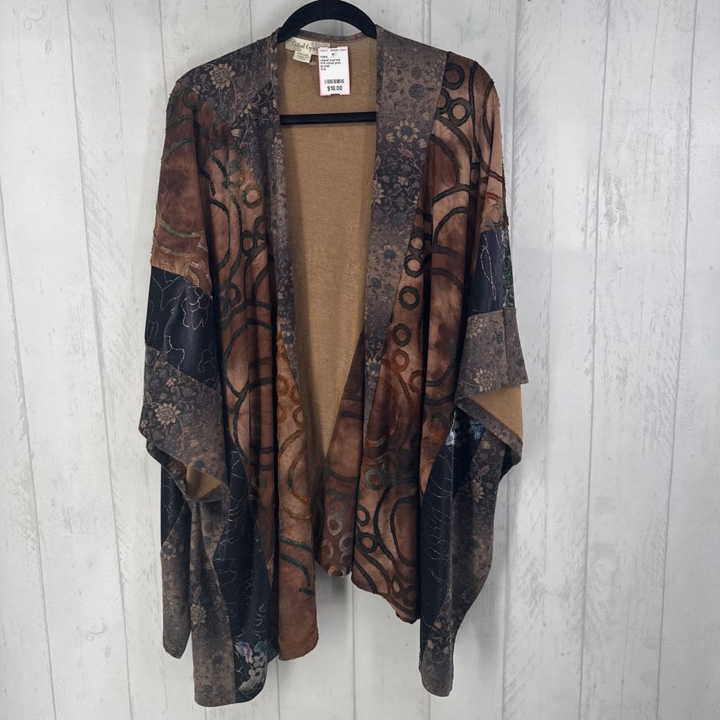 O/S mixed print poncho