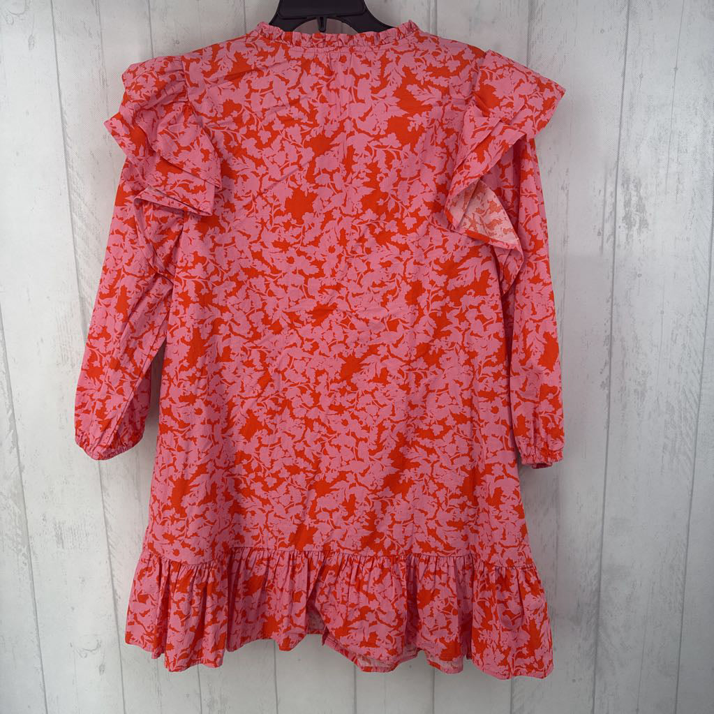 L flo print button down 3/4 slv dress