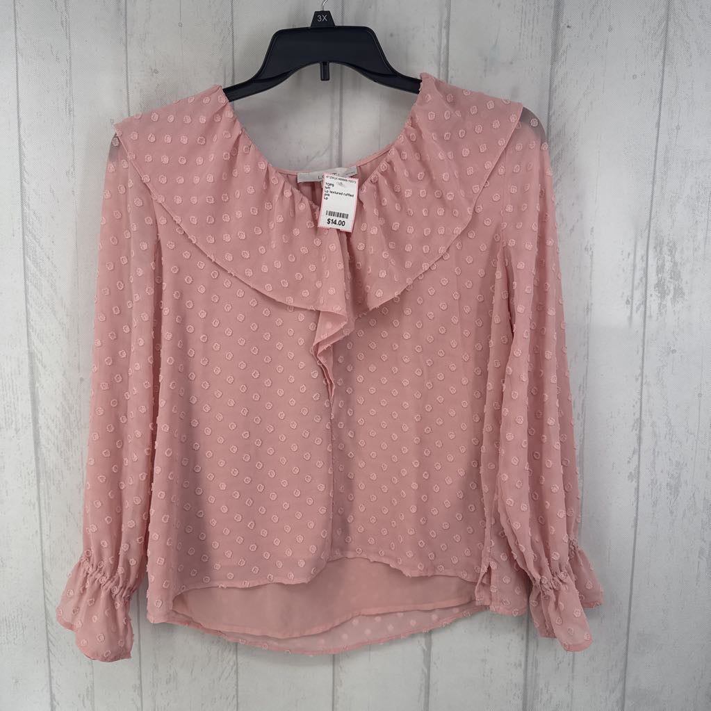 Lp textured ruffled l/s top